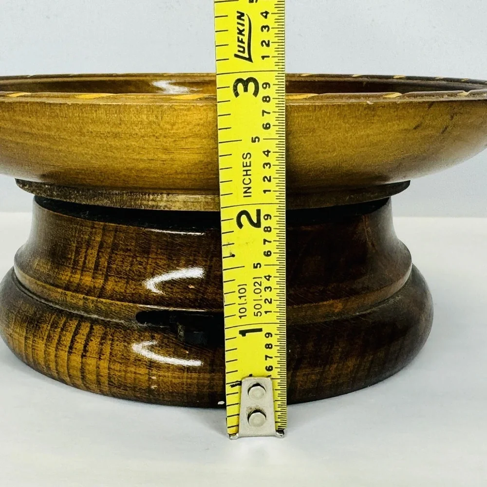Vintage P. Maeder Lucerne Schweizer Landler Wood Carved‎ Rotating Musical Tray